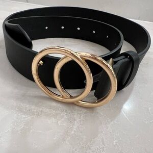 Black Double-O Gold Buckle Belt